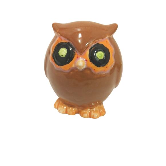 70s Owl 4" Figurine Ceramic Hand Painted Cottagecore Grannycore Hippie Retro - Picture 2 of 11